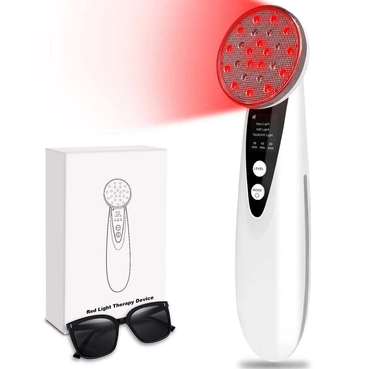 Hottoerak red light therapy device front view with 660nm and 850nm LEDs for at-home relief