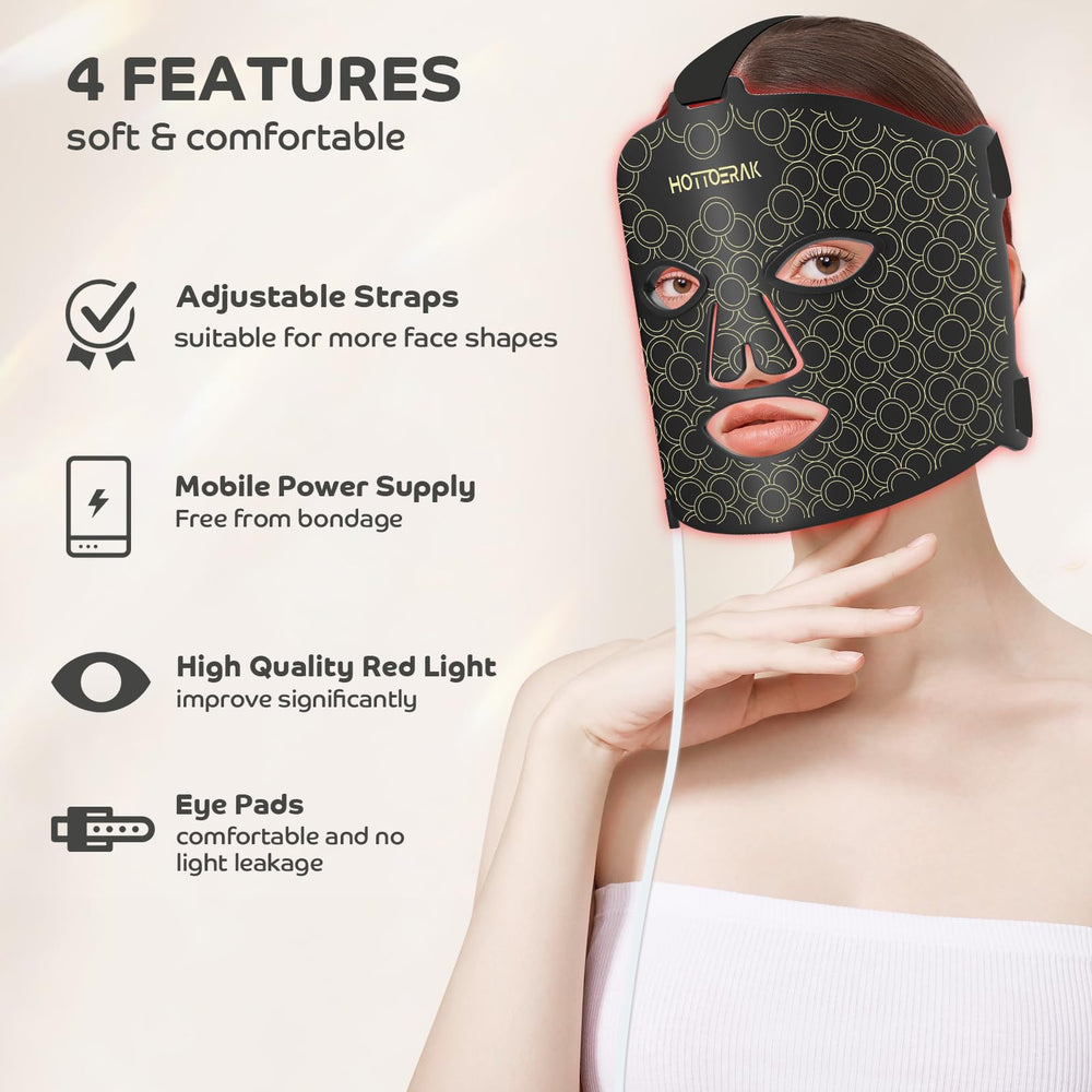 Hottoerak travel-friendly red-light mask designed for on-the-go skincare sessions.