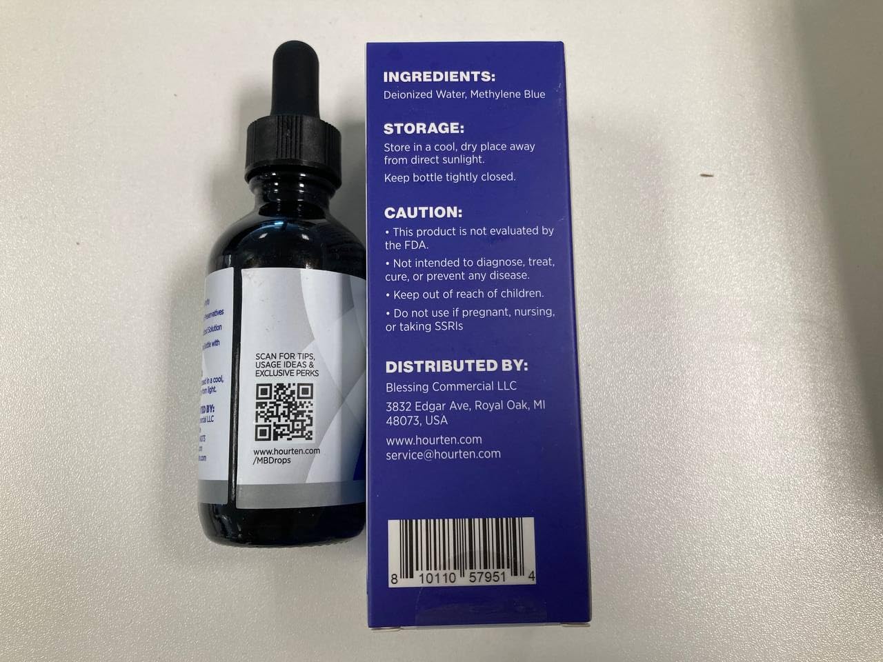 Hourten Methylene Blue Drops no formaldehyde claim supports clean formulation