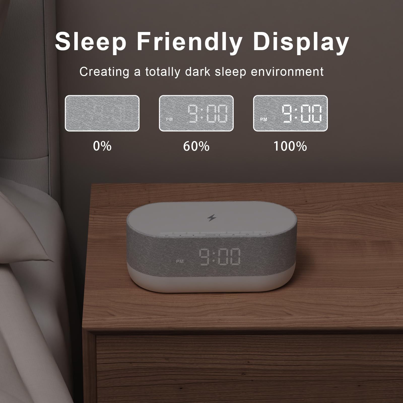 HOUSBAY fabric-designed bedside unit blends with decor and minimizes clutter.