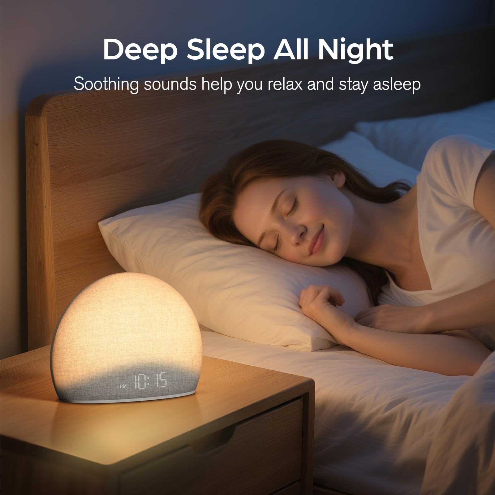 HOUSBAY Sunrise Alarm Clock wake-up light guiding a gentle morning start.