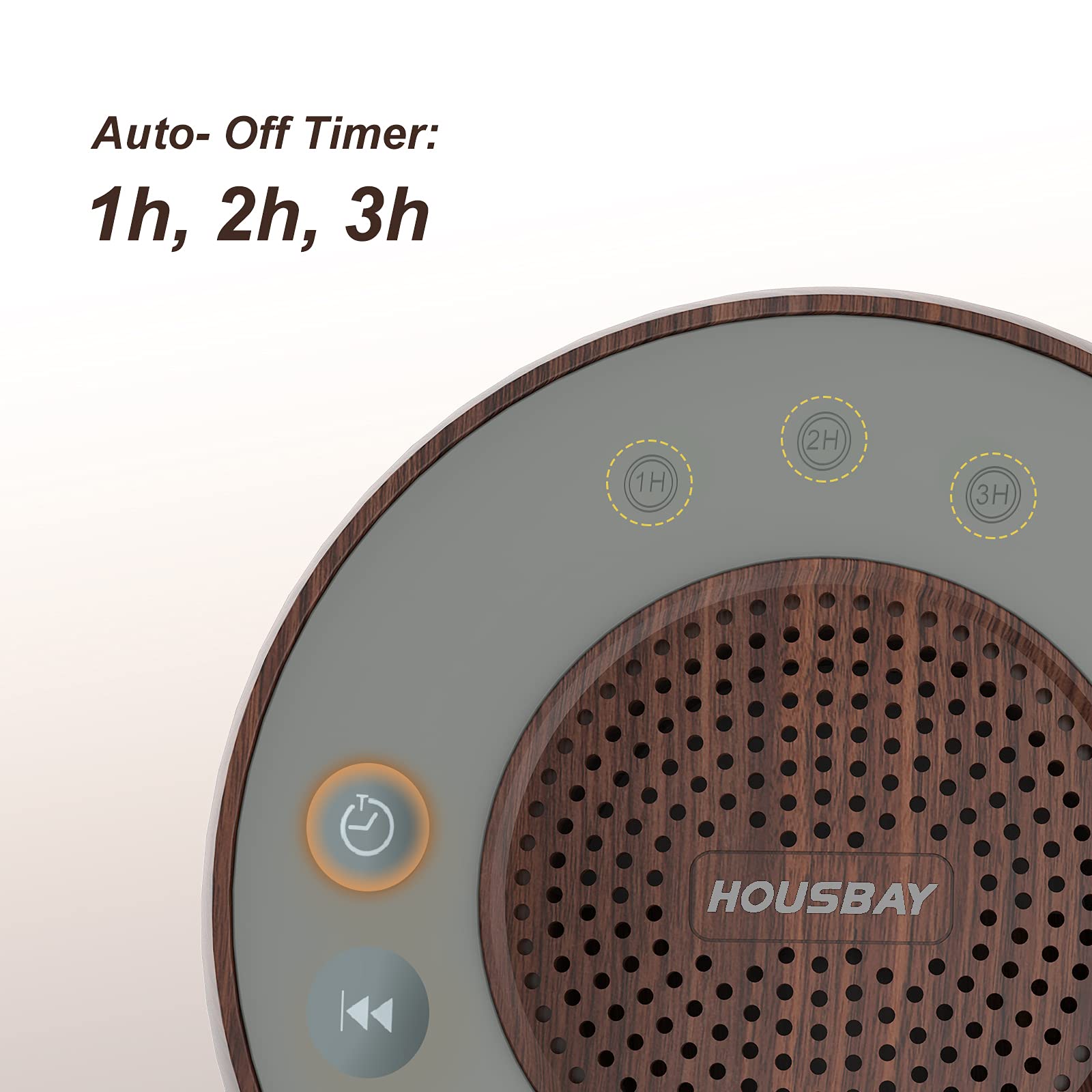 HOUSBAY white noise machine close-up on speaker grill showing high-fidelity sound