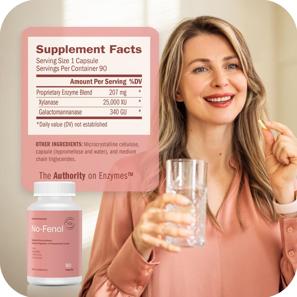 Fresh polyphenol foods paired with No-Fenol for digestion support.