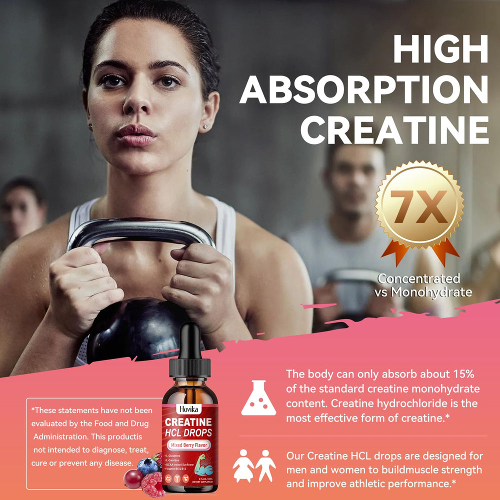 Hovika Creatine HCL Liquid Drops added to water for versatile use