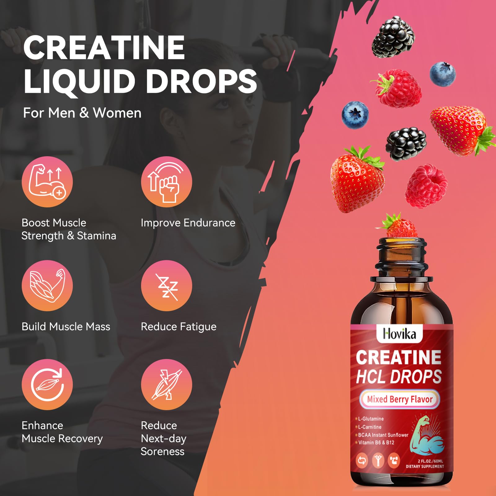 Hovika Creatine HCL Liquid Drops dosing 2ml for precise use