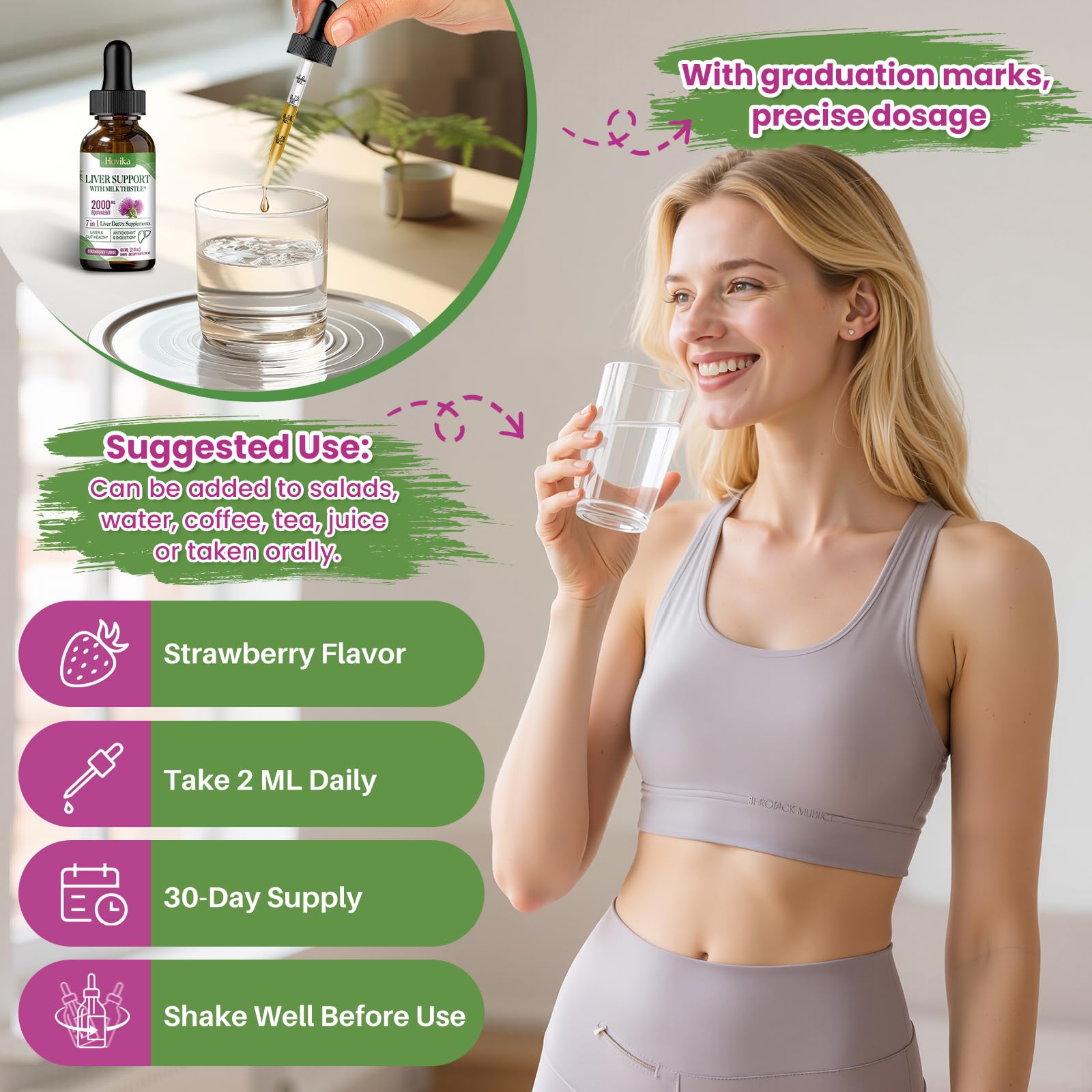 Hovika Daily-use drops with 2 ml measure for convenience.