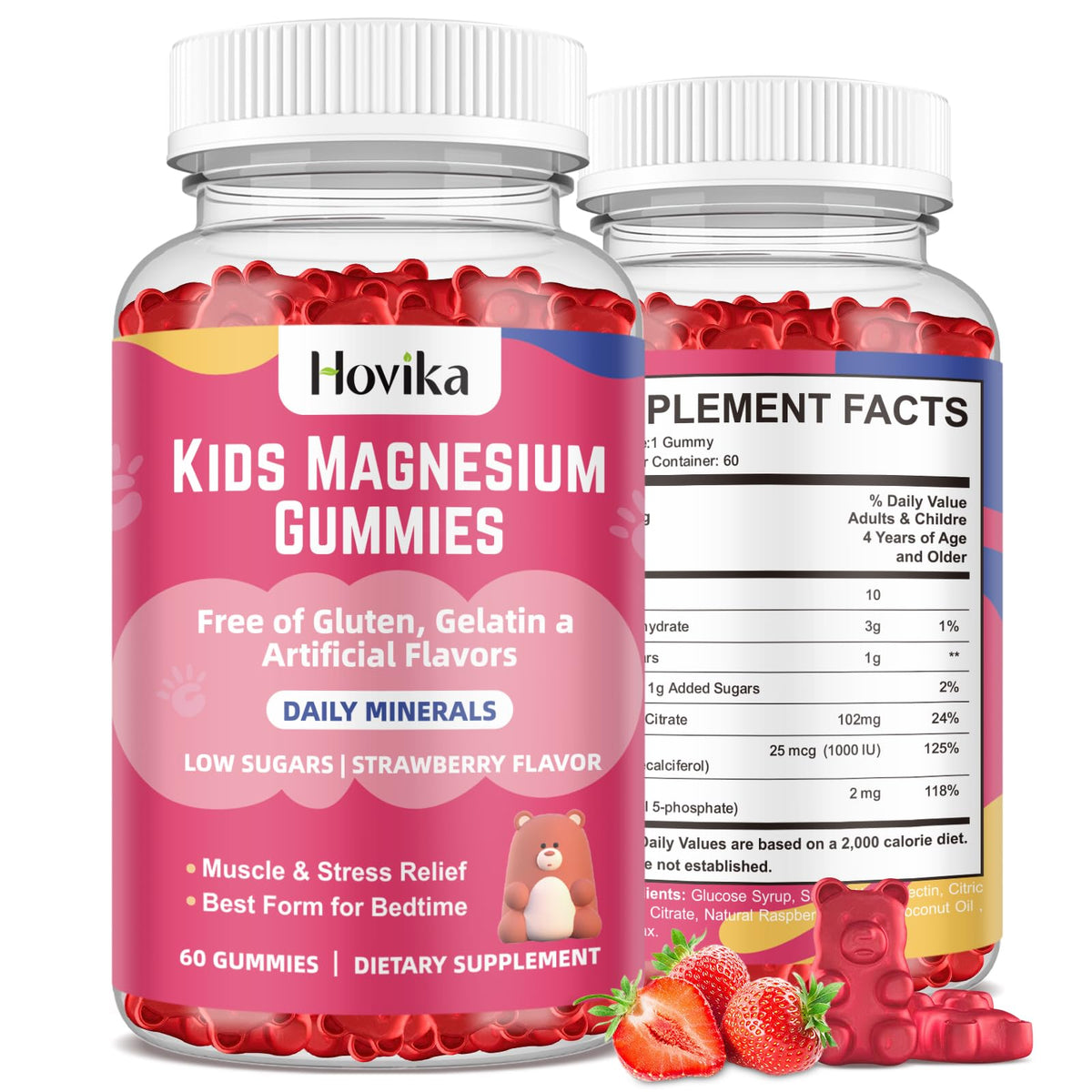 Hovika magnesium citrate gummies for kids in a jar offer tasty calm support for bedtime.