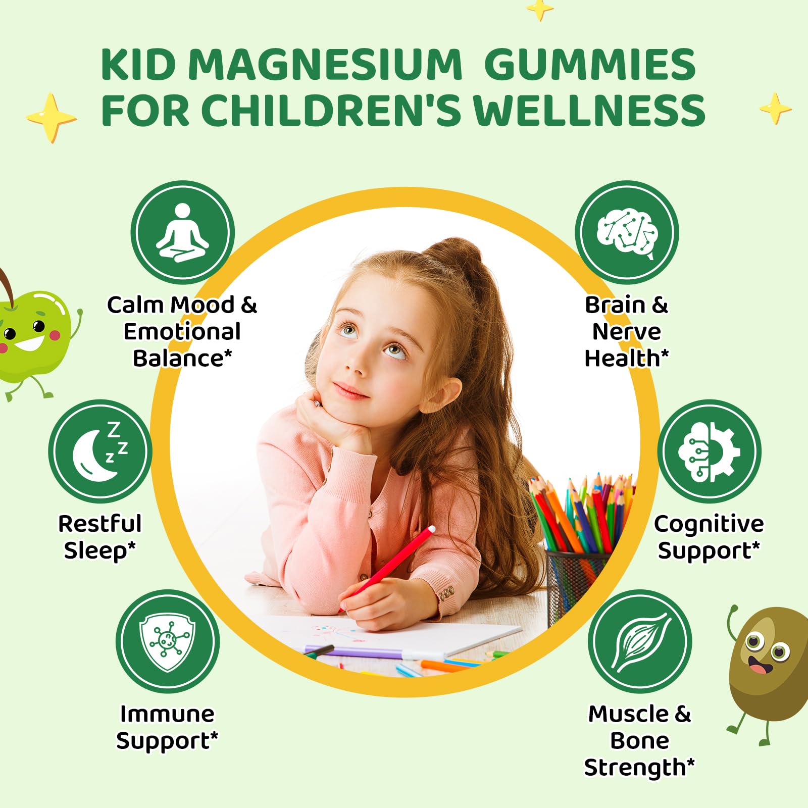 Hovika center-filled green apple kiwi gummies, kid-friendly taste.