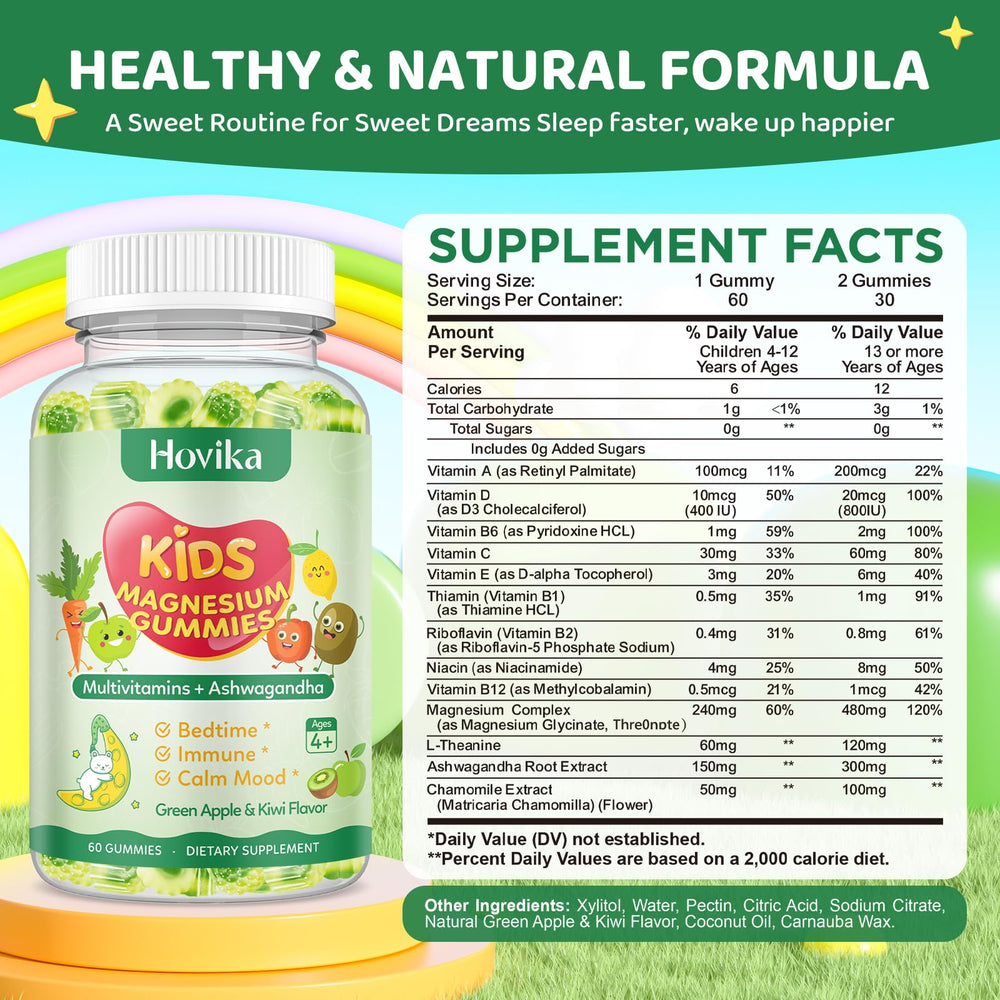 Hovika magnesium gummies 60 count bottle on display.