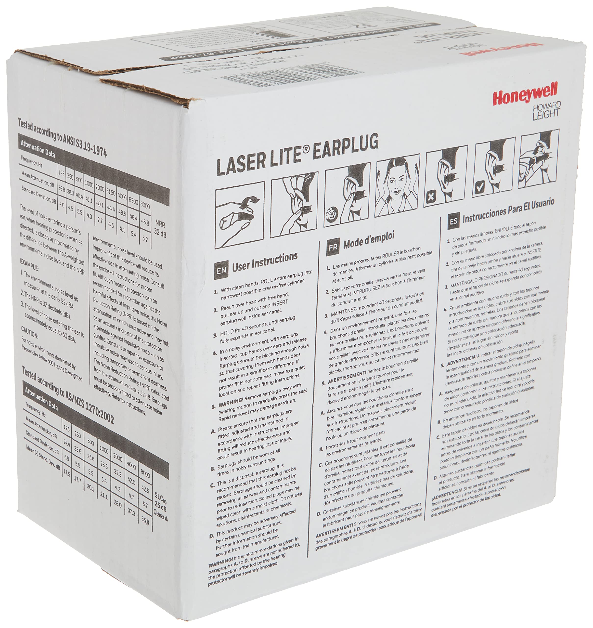Howard Leight Laser Lite earplugs show high-visibility colors to aid safe work.