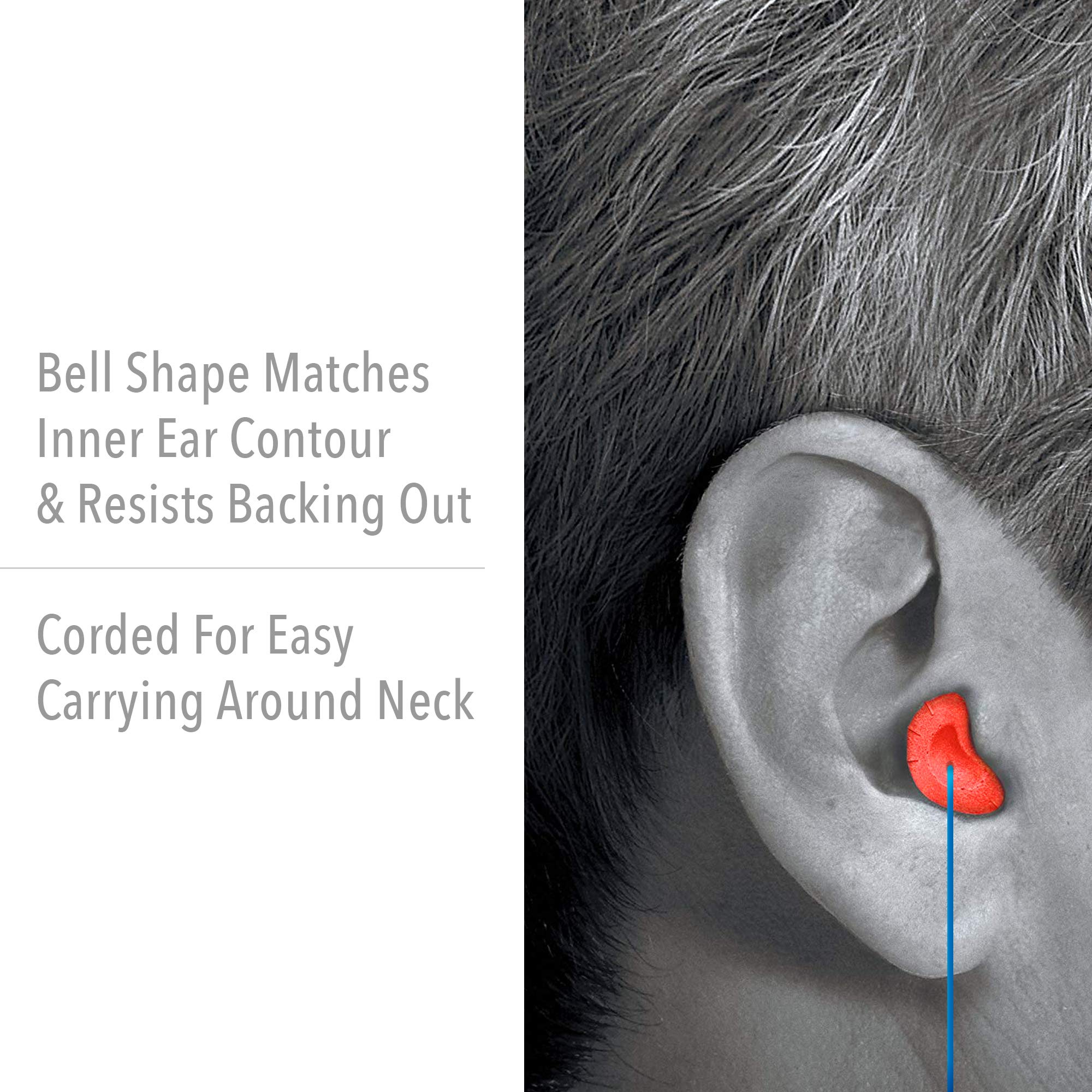 Howard Leight MAX earplugs worn on a factory floor for all-day comfort.