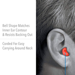 Howard Leight MAX earplugs worn on a factory floor for all-day comfort.