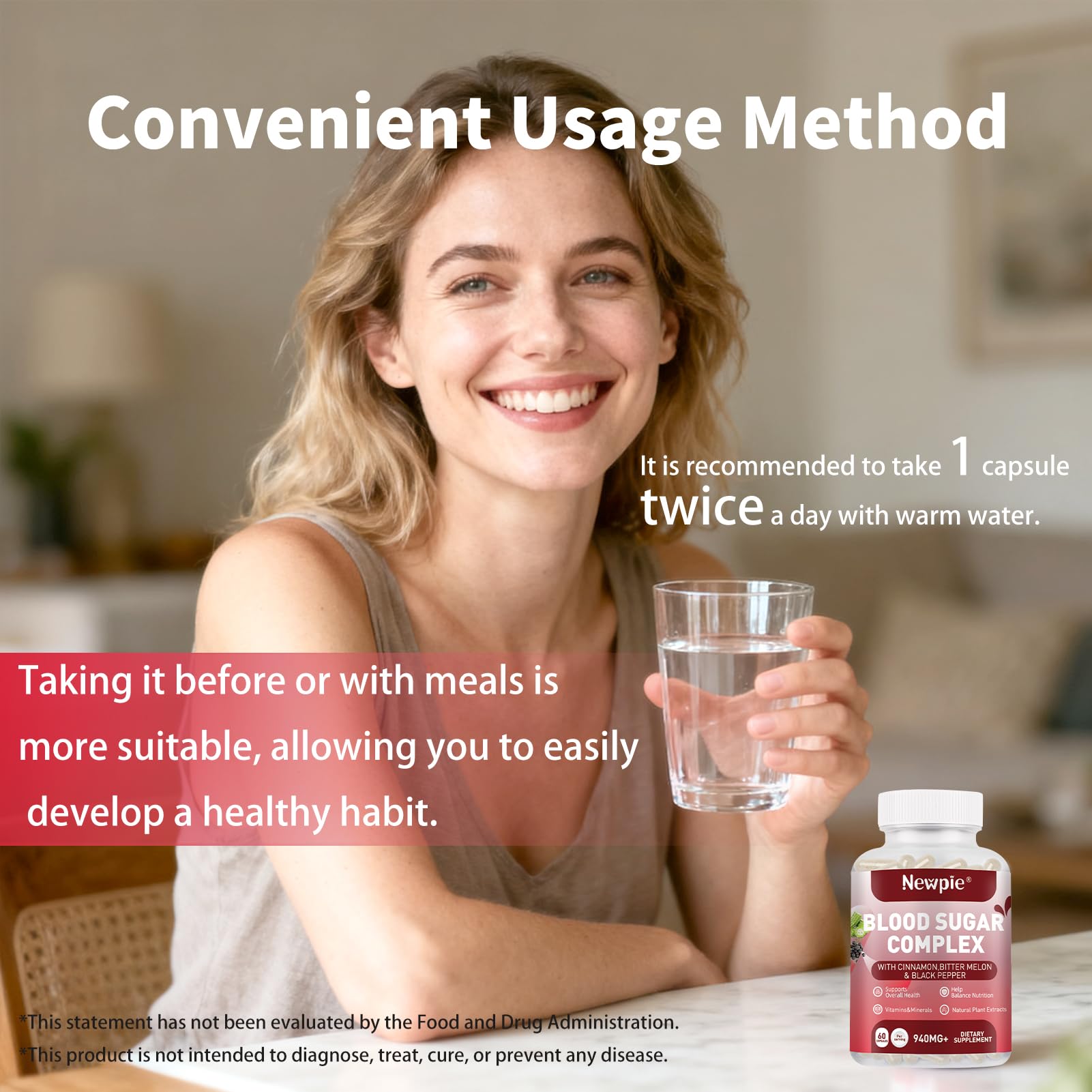 HOWEEJET Blood Sugar Complex bottle front showcases vegan, gluten-free formula.