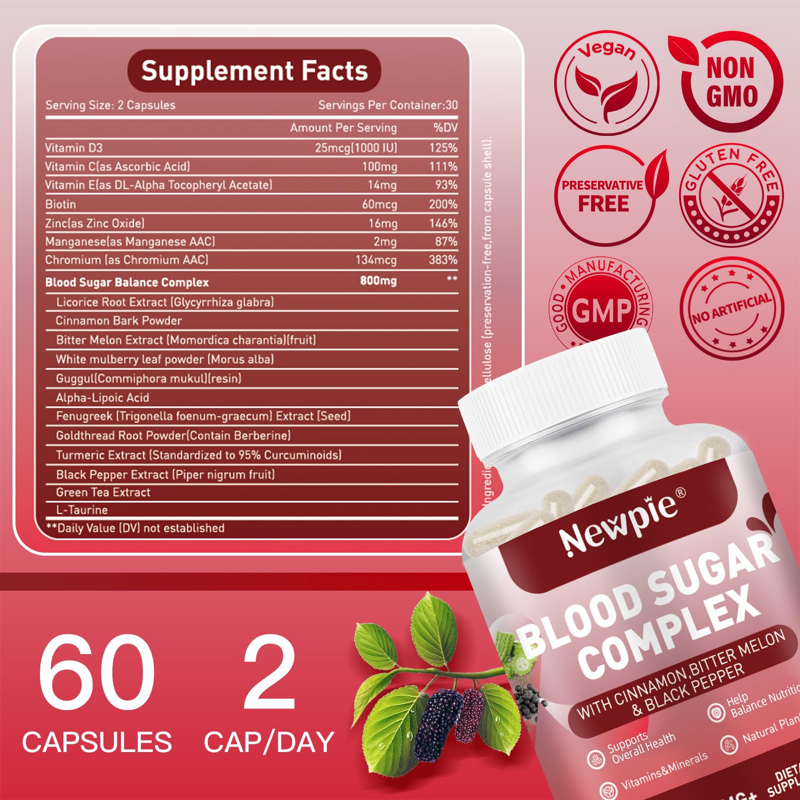 HOWEEJET Blood Sugar Complex capsules close-up for convenient daily use.