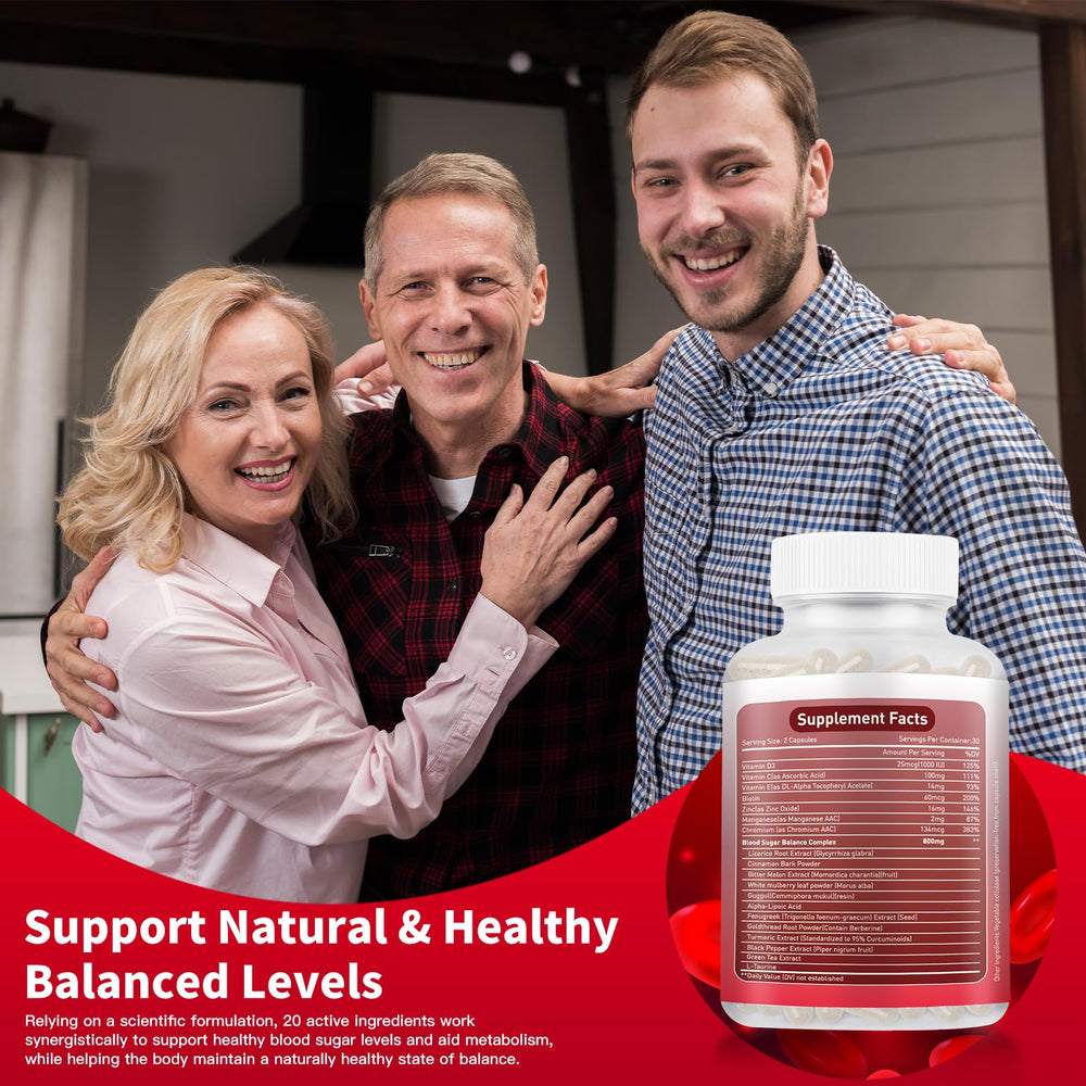 HOWEEJET Blood Sugar Complex label details emphasize non-GMO, essential nutrients.