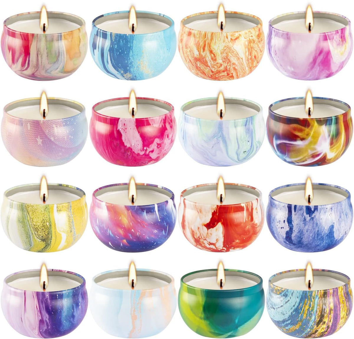 Howemon 16-pack Christmas scented candle tins for cozy spaces.