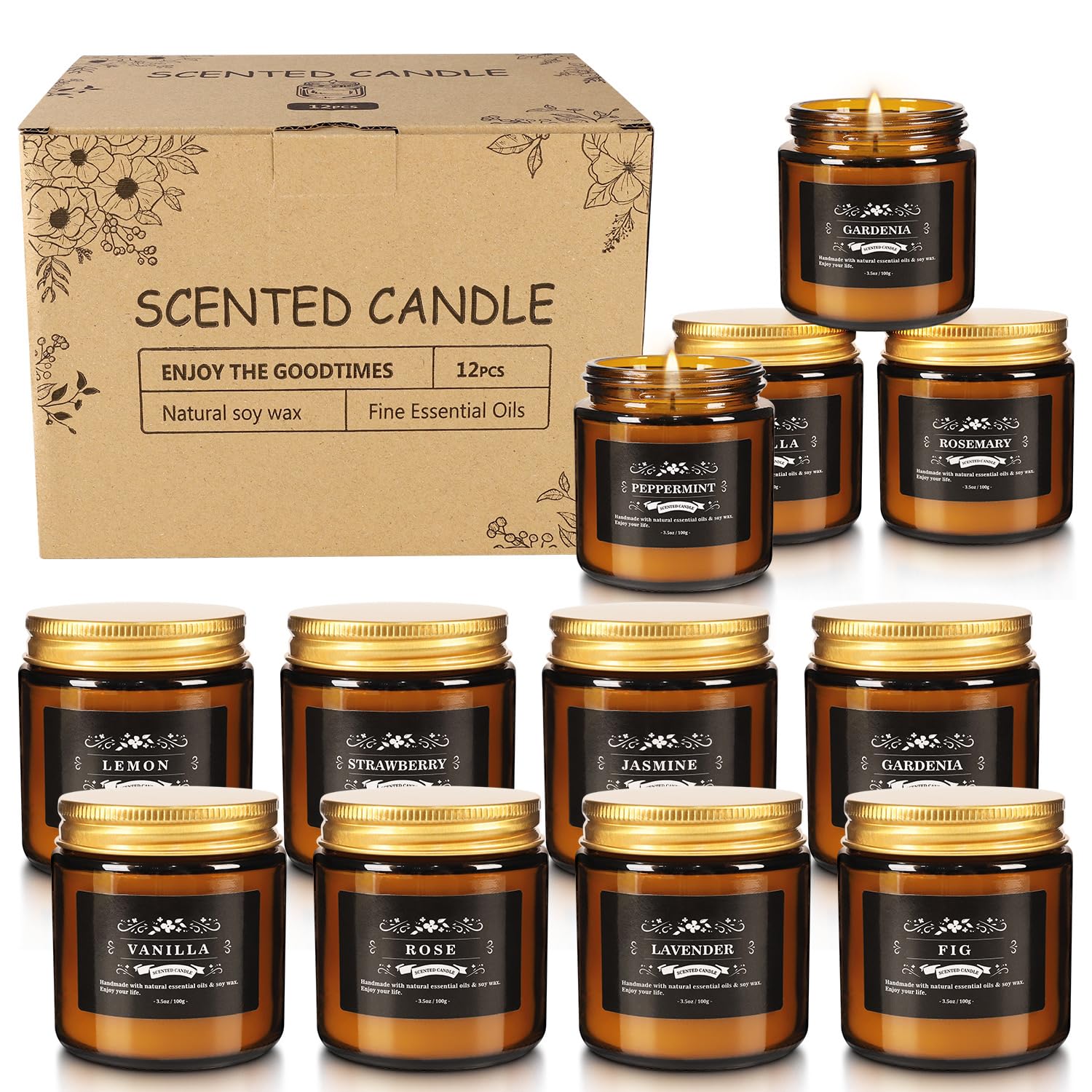 Howemon amber gift box candle set showcased with minimalist design