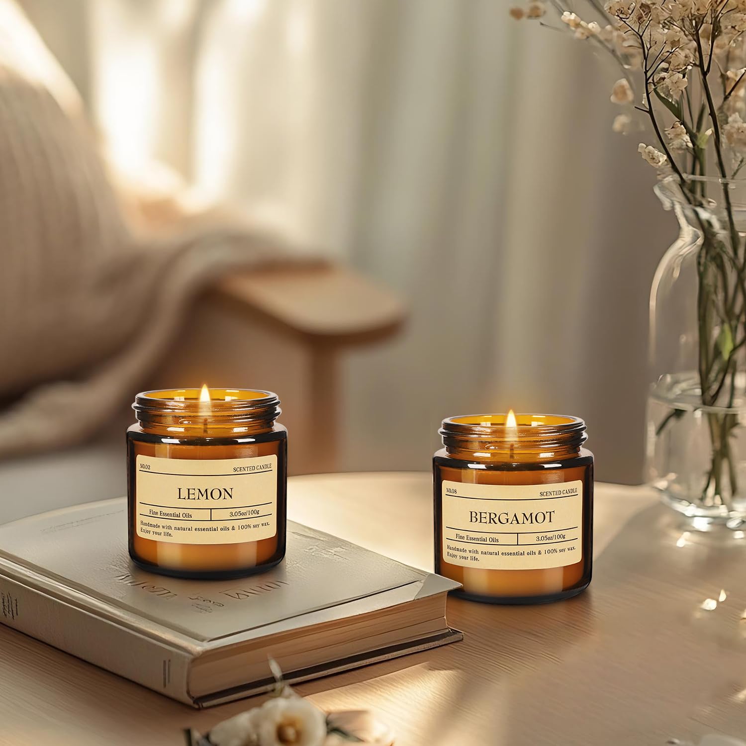 Howemon vanilla-rose-strawberry candle set warms any space