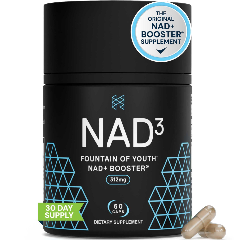 HPN NAD3 bottle front showing a compact NAD+ booster for daily energy.