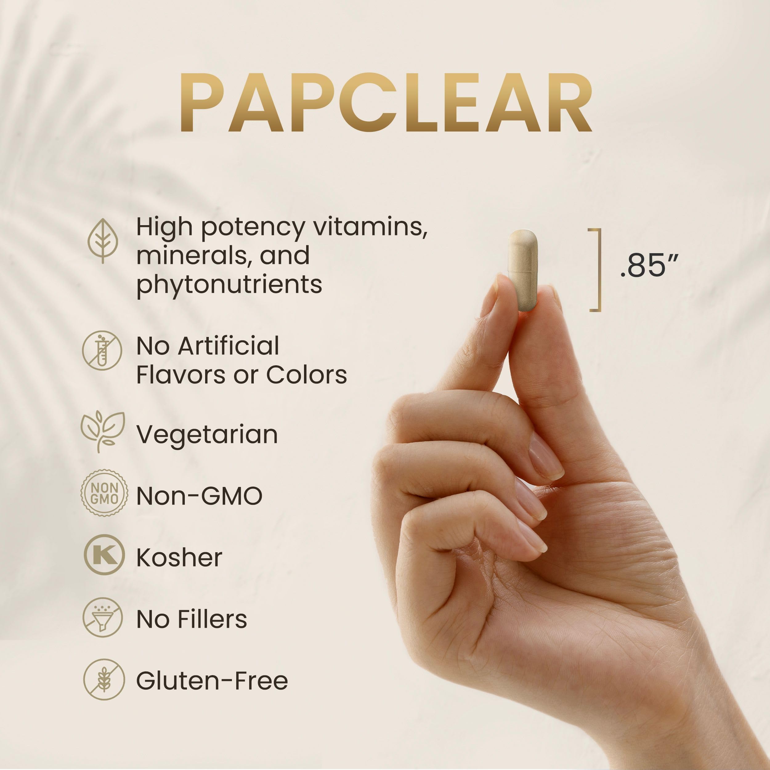 HPD Rx PAPCLEAR 90-capsule bottle for convenient ongoing use.