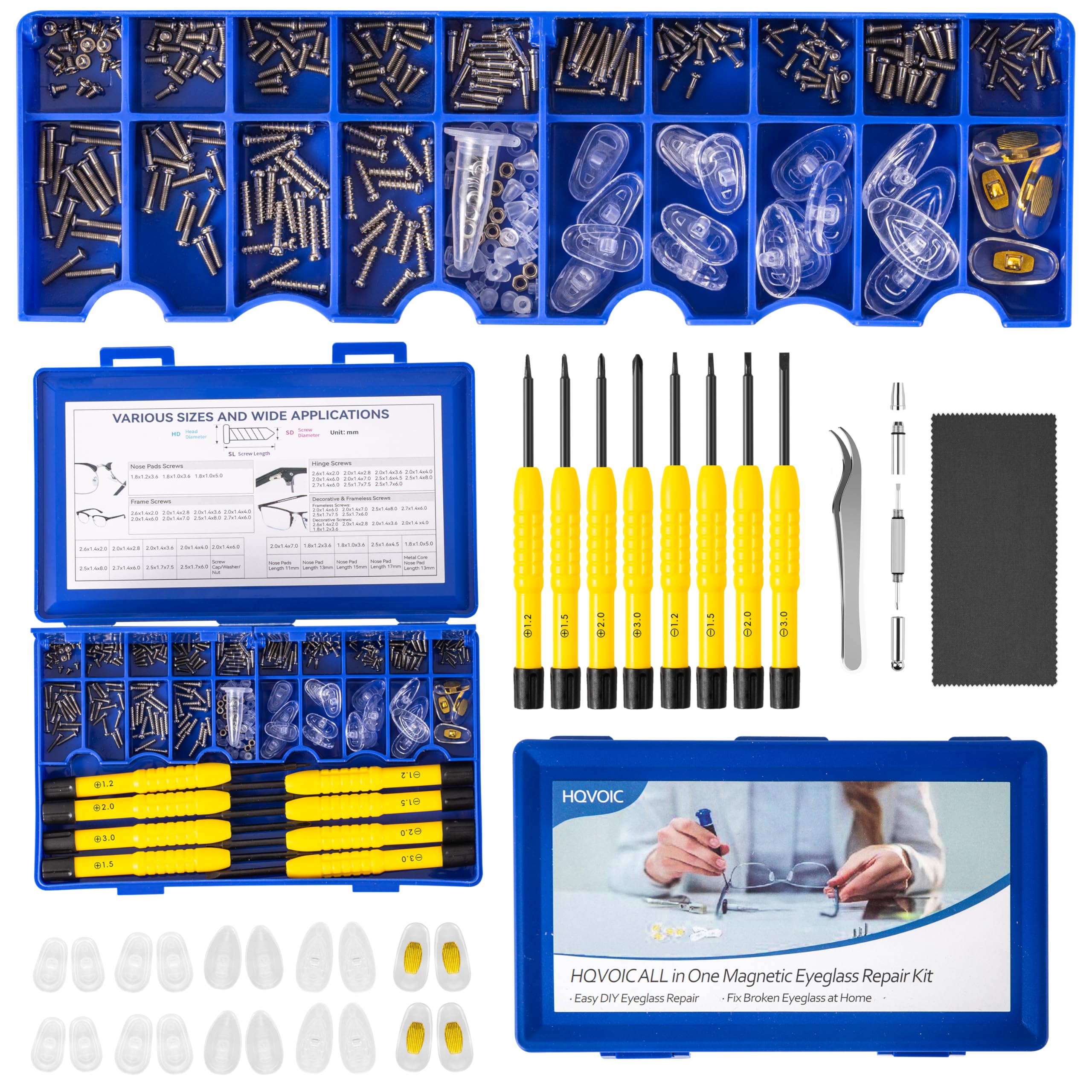 HQVOIC upgraded eyeglass repair kit compact travel case for on-the-go fixes.