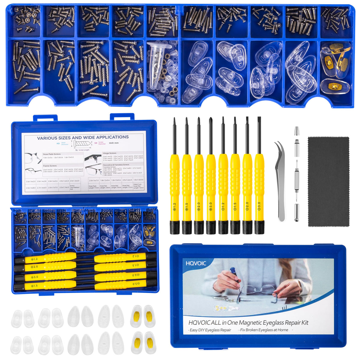 HQVOIC upgraded eyeglass repair kit compact travel case for on-the-go fixes.