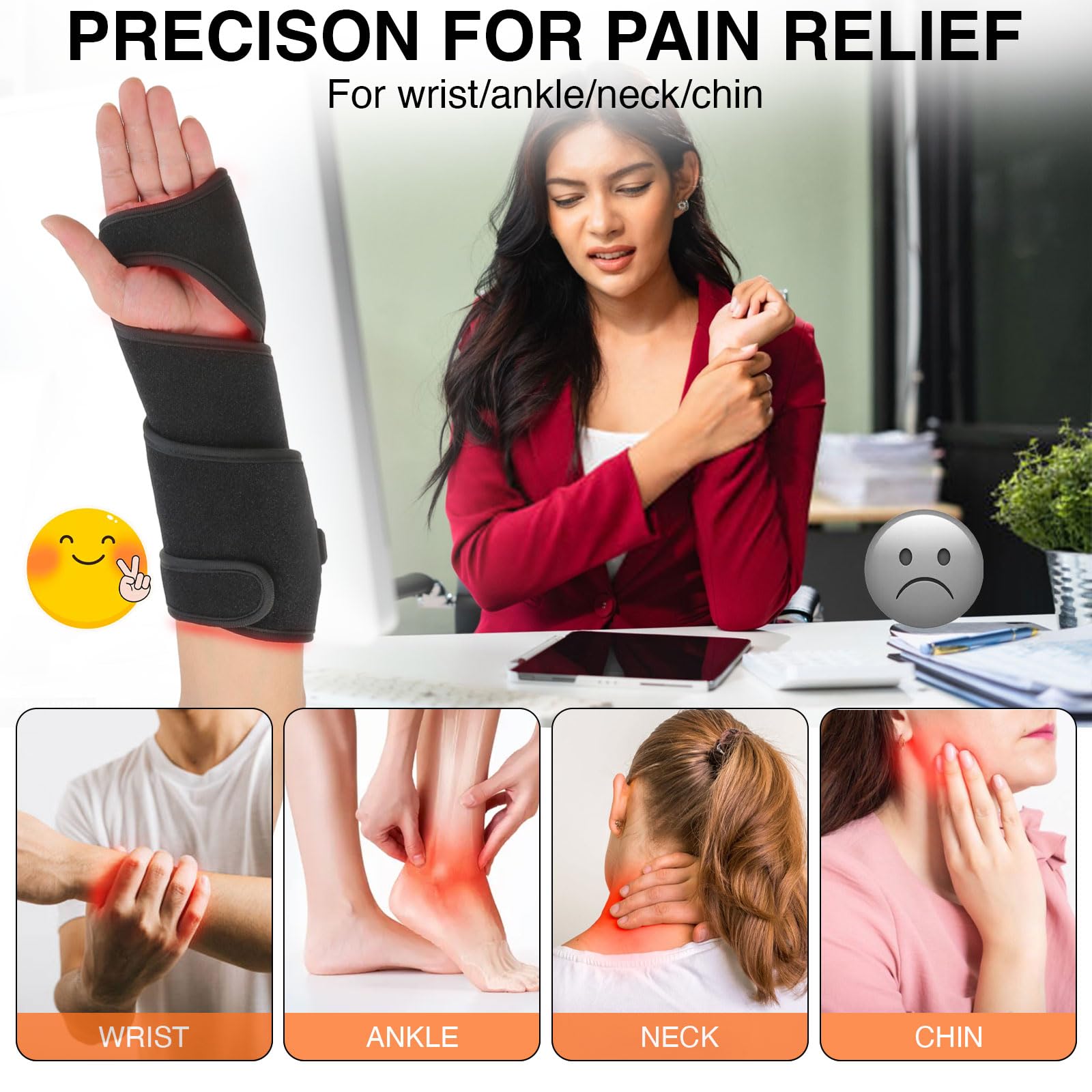 Hsypti belt hand use targets wrists and hands for localized comfort.