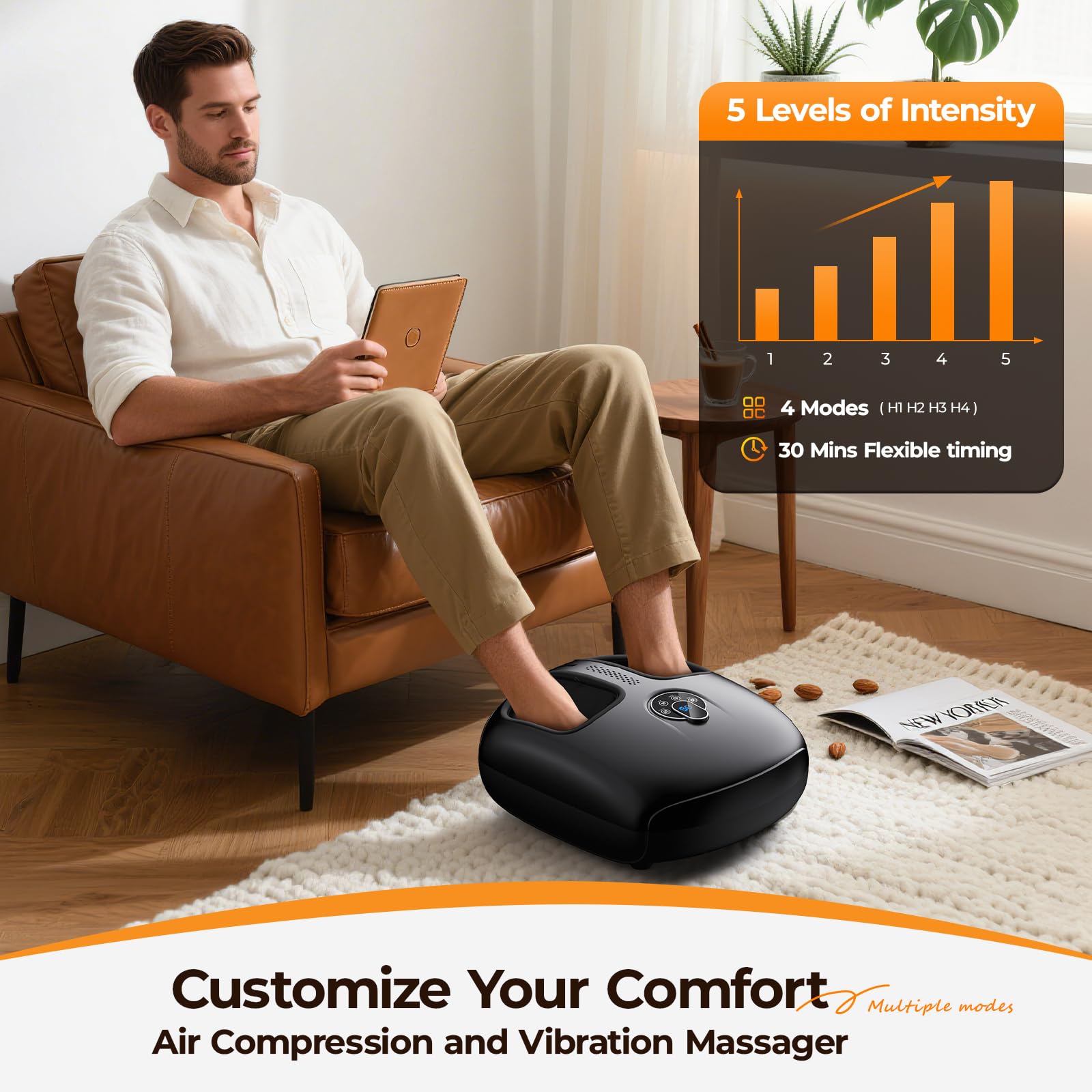 HTM device featuring 30-minute auto timer for safe sessions