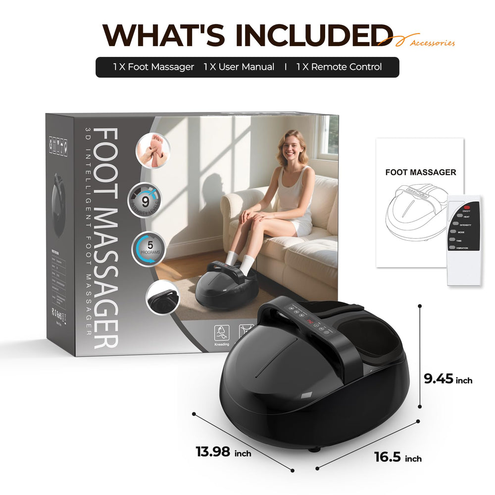 HTM foot massager in use demonstrates range of modes and intensity