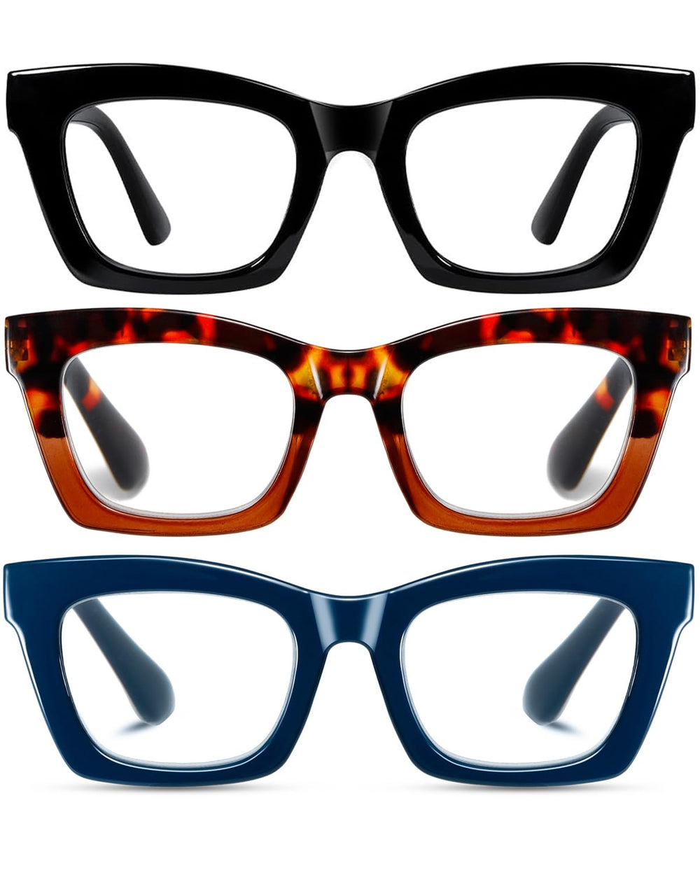 Hubeye Oprah-style reading glasses with black frames and blue light blocking for comfortable screen use.