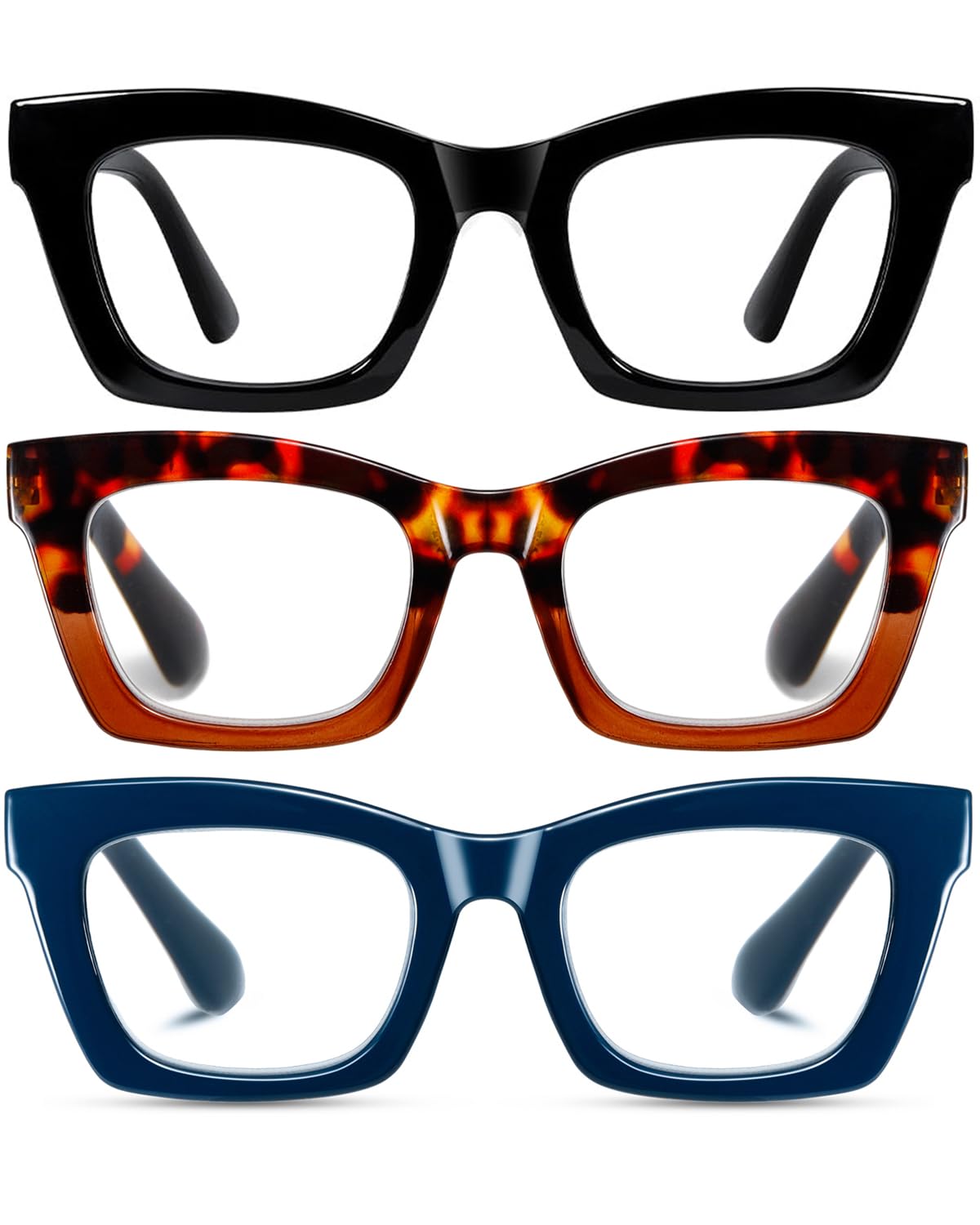 Hubeye Oprah-style reading glasses with black frames and blue light blocking for comfortable screen use.