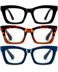Hubeye Oprah-style reading glasses with black frames and blue light blocking for comfortable screen use.
