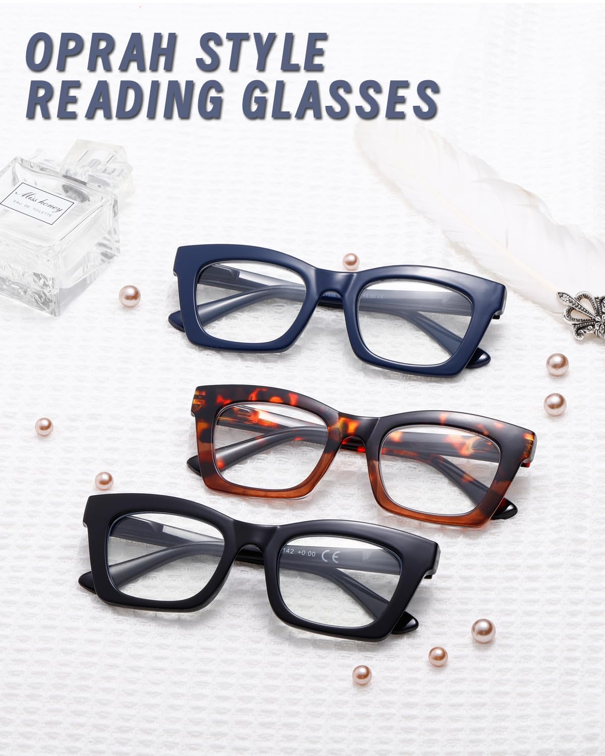 Hubeye Oprah-style reading glasses fashionable design complements outfits while reducing eye strain.