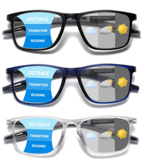 Hubeye photochromic glasses navy frame adapts to light for outdoor use.