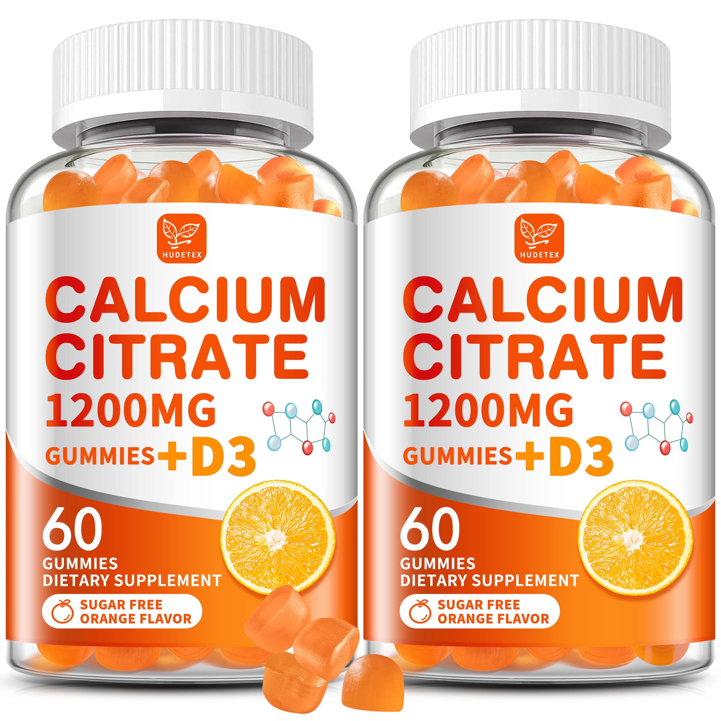 Hudetex Calcium Citrate 1200mg bottle shown for daily bone and teeth support.