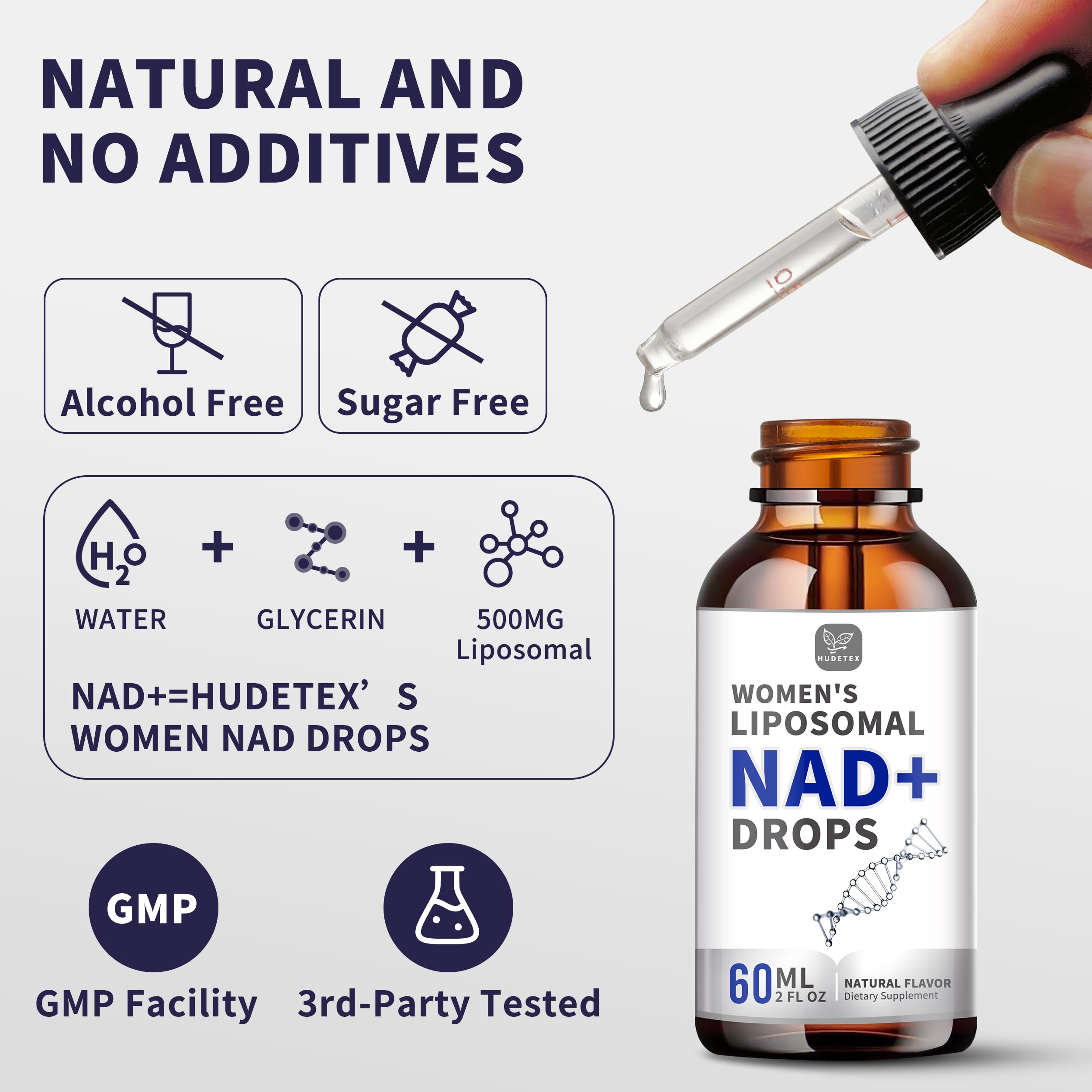 Hudetex NAD Liquid vegan formula designed for plant-based wellness