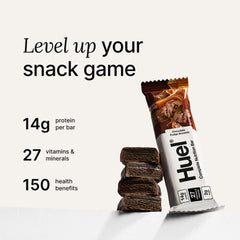 Huel bar showing 13g protein for active days.