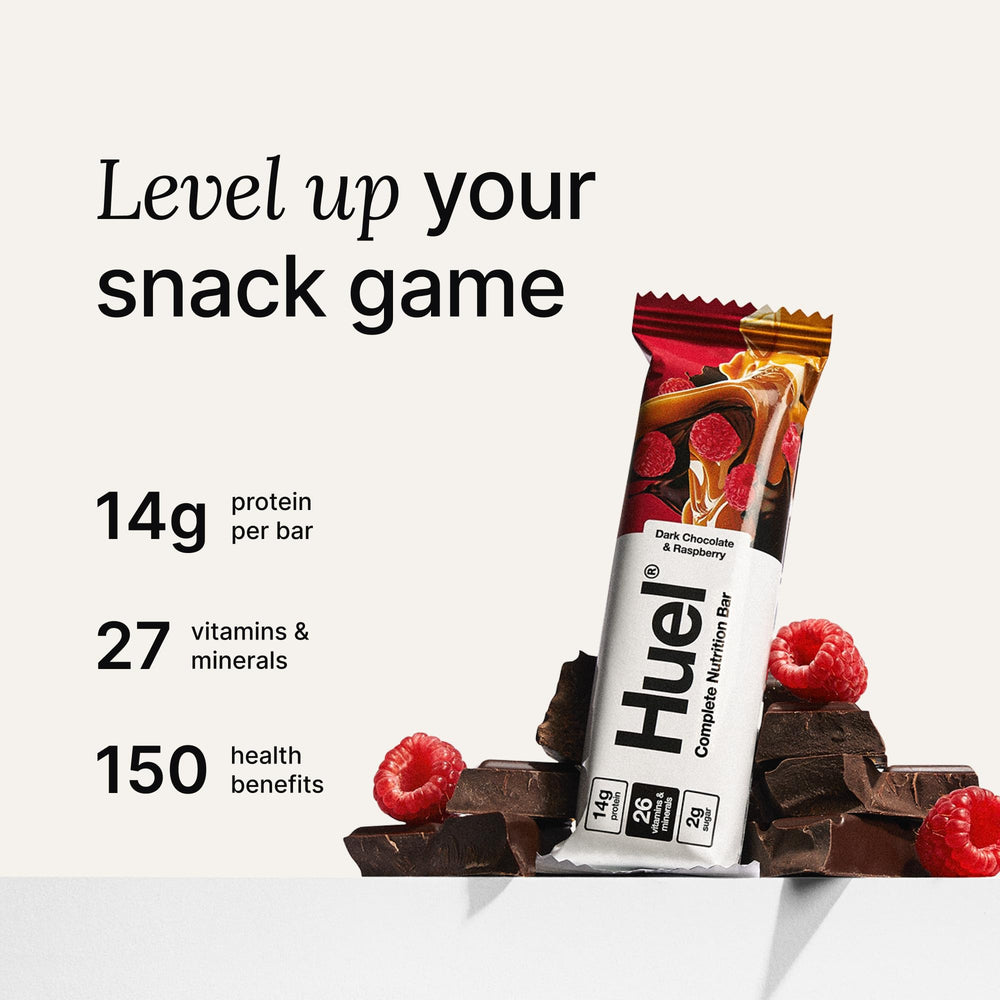 Huel bar caramel layer cross-section revealing creamy center for on-the-go satisfaction