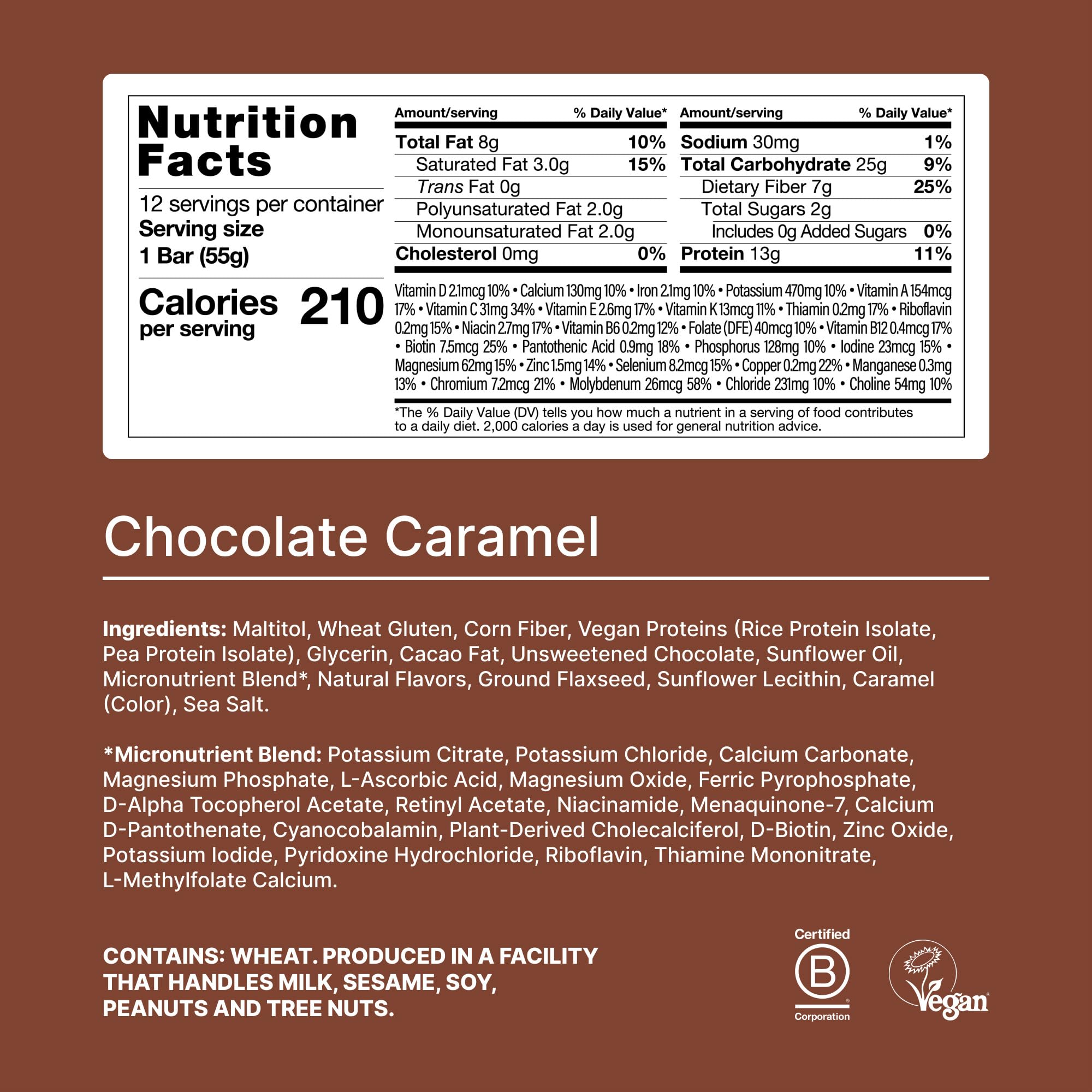Huel Complete Nutrition Bar close-up shows smooth caramel layer and protein-packed bite.