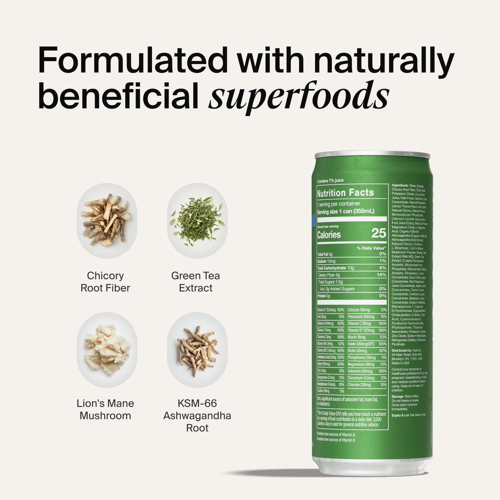 Huel Daily Greens adaptogen mushroom blend supports daily balance.