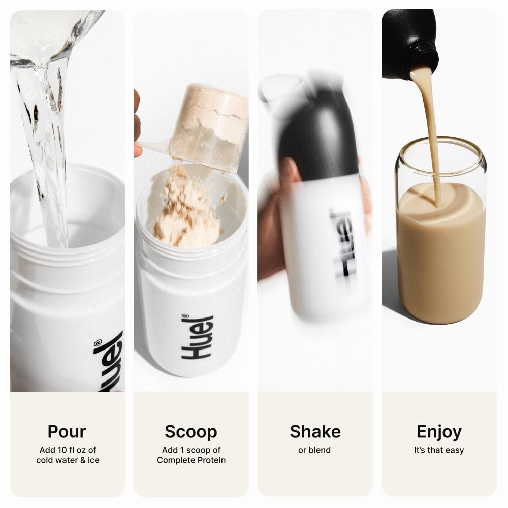 Huel eco-friendly packaging signals responsible sourcing and recyclable design.