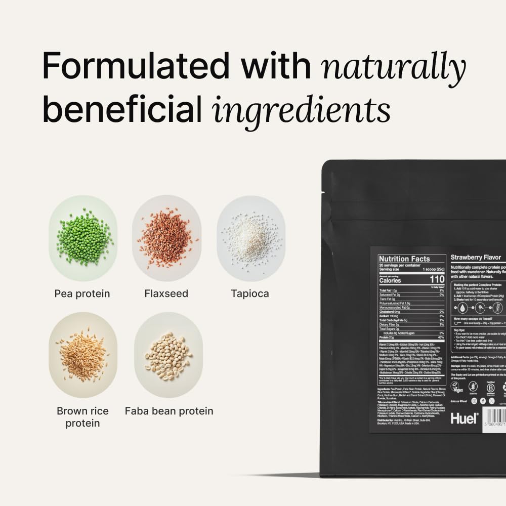 Huel shake close-up highlights smooth texture and flavor.