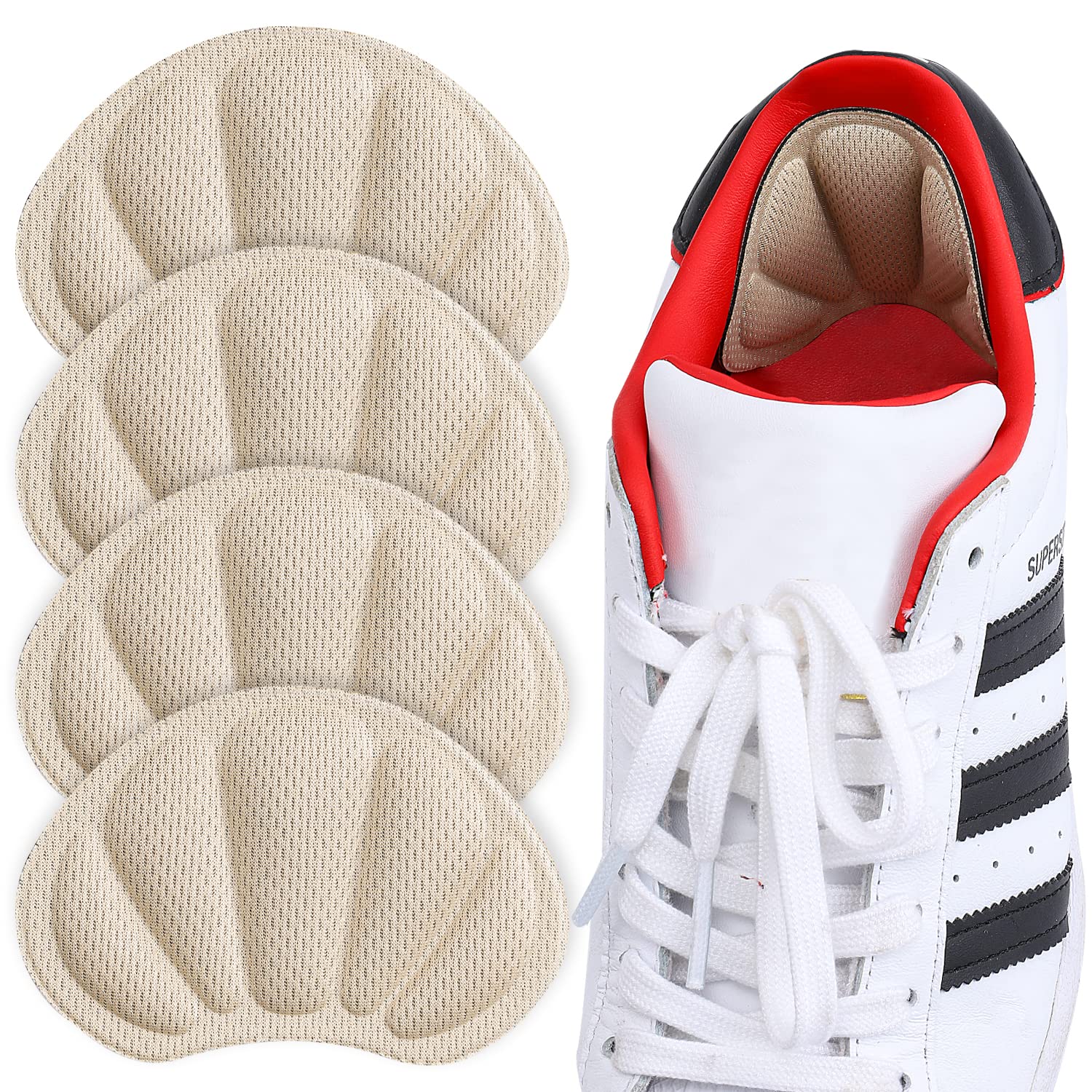 Huethy back of heel cushion inserts in beige reduce rubbing for all day comfort