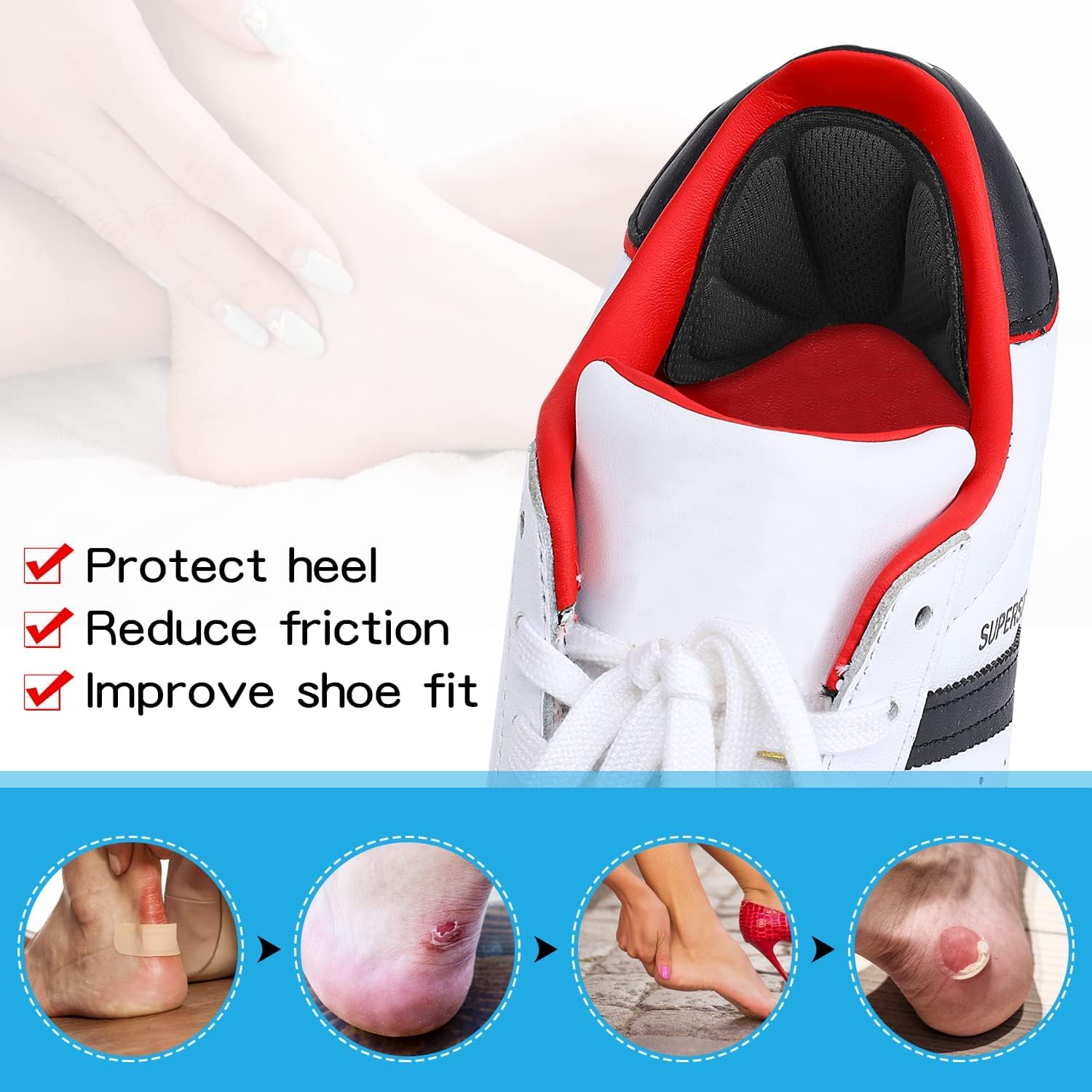 Huethy heel grip inserts for boots improving fit and comfort