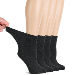 Hugh Ugoli women's charcoal diabetic ankle socks—soft, breathable, non-binding.