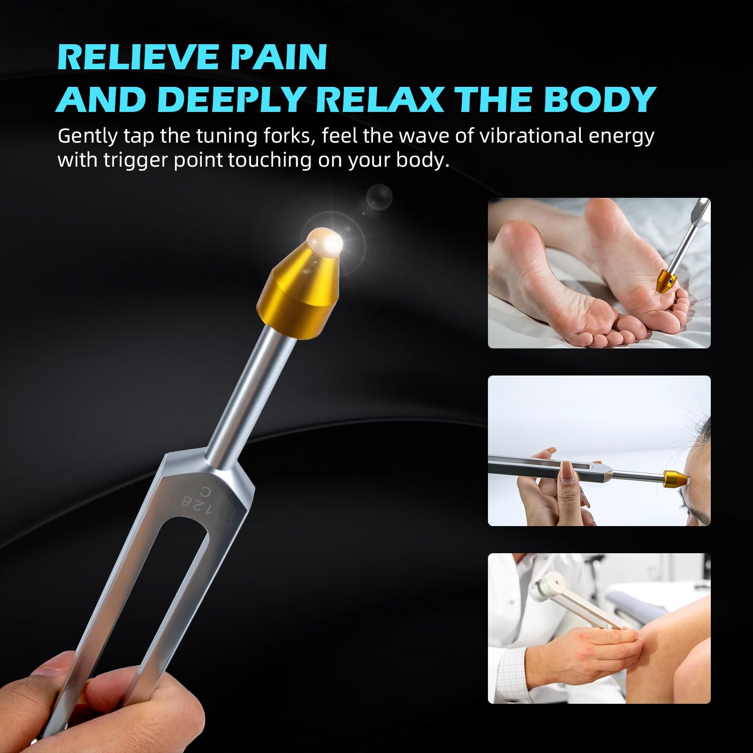 Hugbow tuning fork feet accessory for muscle comfort