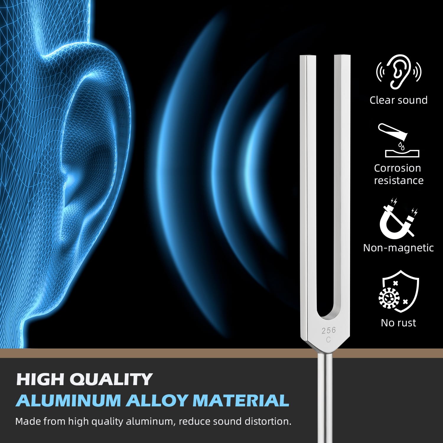 Hugbow tuning forks at 256 Hz for balance and focus