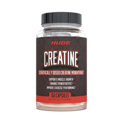 Huge Supplements creatine monohydrate capsules bottle for daily performance support