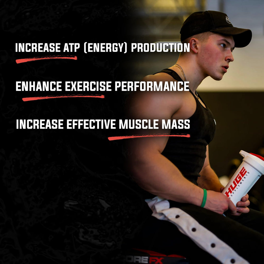 Huge Supplements creatine monohydrate capsules designed for men and women athletes