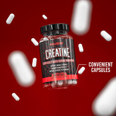 Huge Supplements creatine monohydrate capsules purity lab-tested badge signals quality